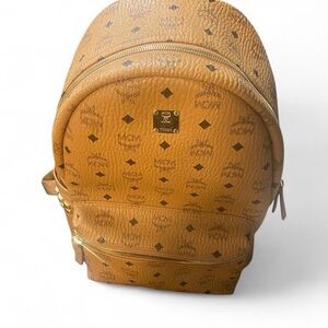 MCM Cognac Backpack with Gold Accents